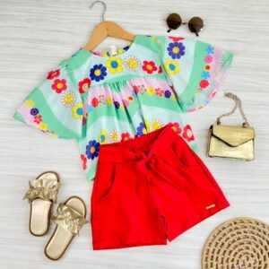 CONJ SHORT ESPERTA BATINHA FLORES - Imagem 4