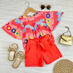 CONJ SHORT ESPERTA BATINHA FLORES - Imagem 5