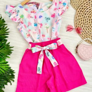 CONJ TURMA SHORT LINHO PASSARINHO