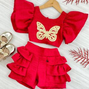 CONJ SHORT BORBOLETA DOURADA - Imagem 1