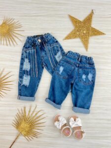 CALCA RASGADA FRANJINHA COM BRILHO