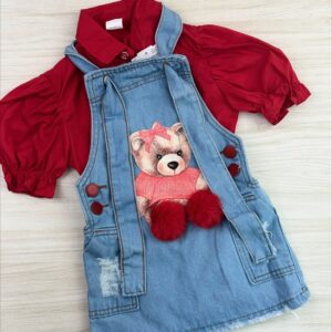 JARDINEIRA JEANS URSO - Imagem 1