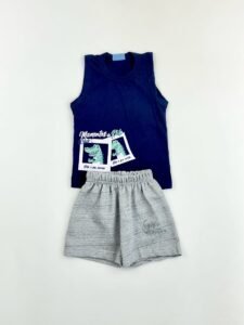 CONJUNTO MOLETOM REGATA QUADROS DINOS
