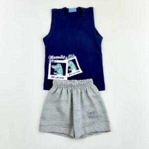 CONJUNTO MOLETOM REGATA QUADROS DINOS