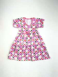 VESTIDO CANELADO MANGA FLOR/QUADRADO