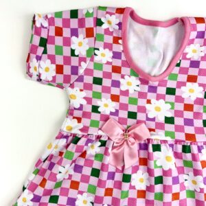 VESTIDO CANELADO MANGA FLOR/QUADRADO - Imagem 2