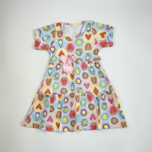 VESTIDO CANELADO MANGA DESENHOS - Imagem 3