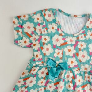 VESTIDO CANELADO MANGA FLORES - Imagem 2
