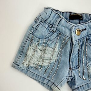 SHORT RASGADO FRANJINHA COM BRILHO - Imagem 2