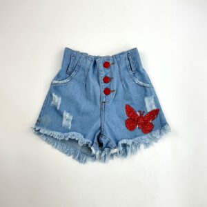 SHORT BOTOES LANTEJOULAS BORBOLETA - Imagem 1